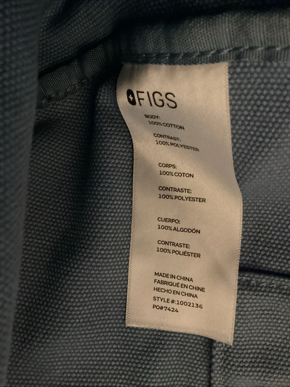 FIGS Slate Blue Canvas Messenger Tote with Yellow Accent